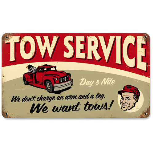 Tow Service Metal Sign - 14" x 8"