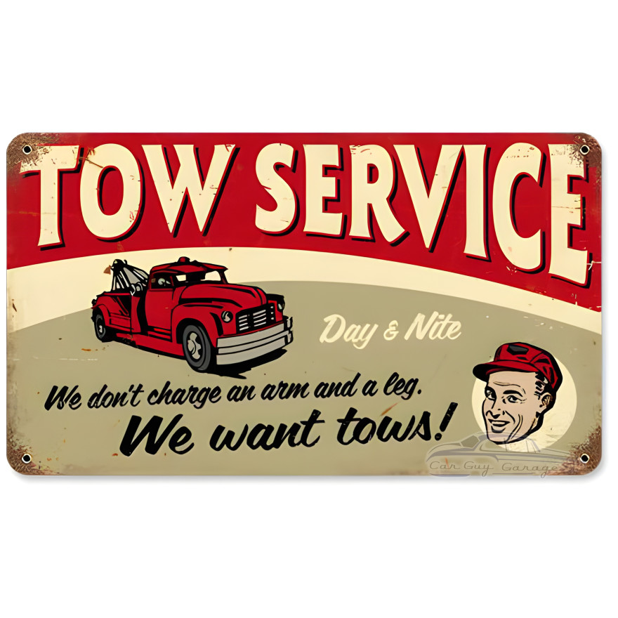 Tow Service Metal Sign - 14" x 8"