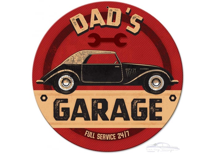 Dad's Garage Metal Sign - 14" Round
