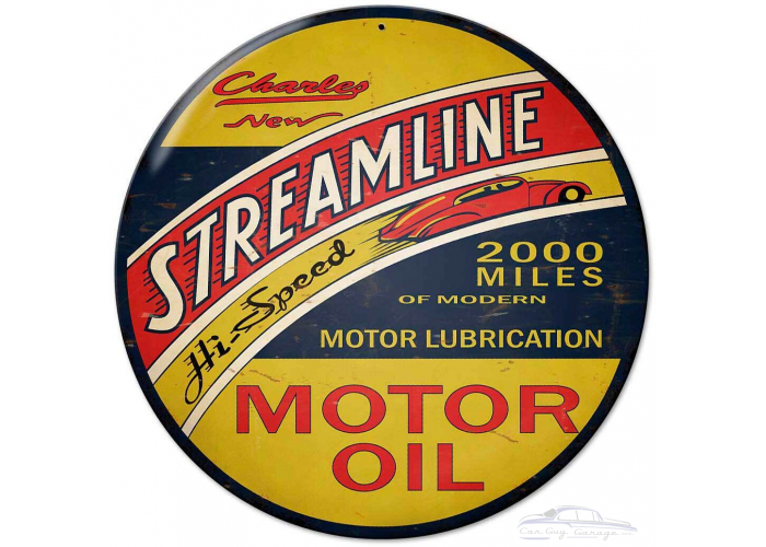 Streamline Motor Oil Metal Sign - 14" Round