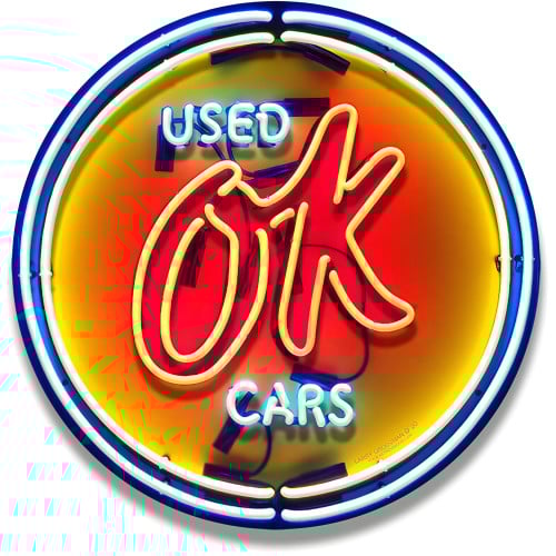 Ok Used Cars Metal Sign - 14" Round