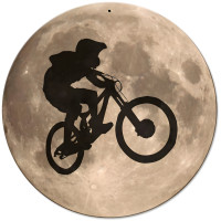 Biker Over the Moon Metal Sign - 14" Round