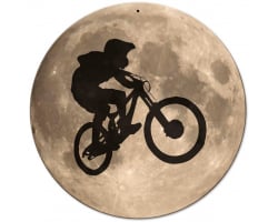 Biker Over the Moon Metal Sign - 14" Round