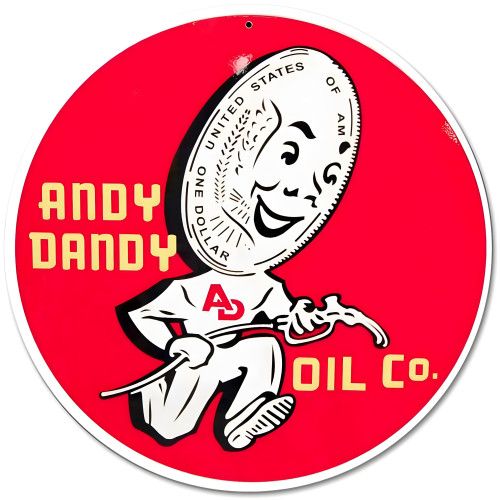 Andy Dandy Oil Co. Metal Sign - 14" Round