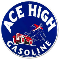 Ace High Gas Metal Sign - 14" Round
