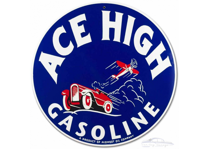 Ace High Gas Metal Sign - 14" Round