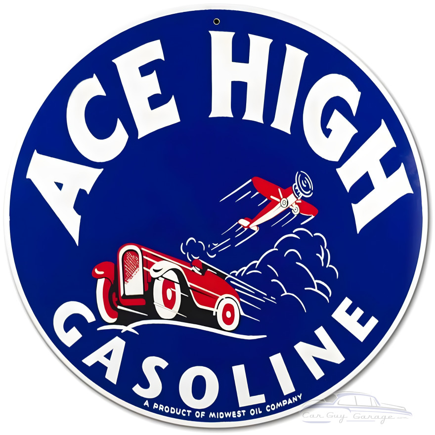Ace High Gas Metal Sign - 14" Round
