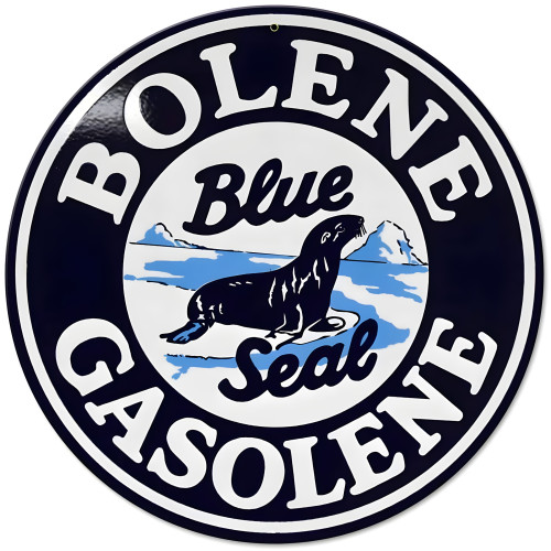 Bolene Blue Seal Gas Metal Sign - 14" Round