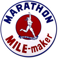 Marathon White Metal Sign - 14" Round