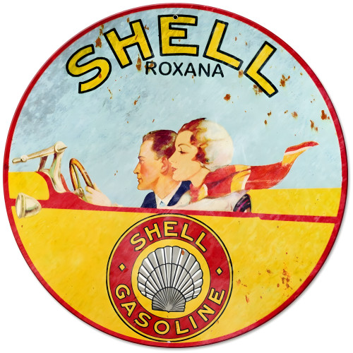 Shell Roxana Metal Sign - 14" Round