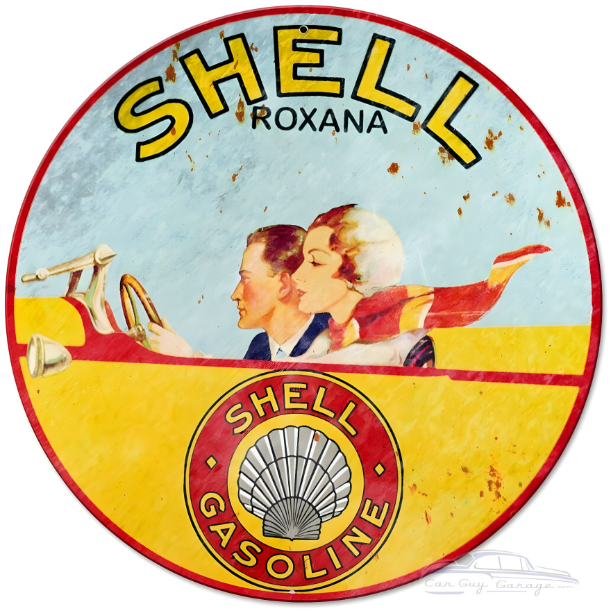 Shell Roxana Metal Sign - 14" Round
