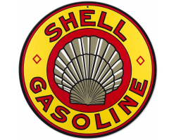 Shell Yellow Metal Sign - 14" Round