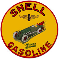 Shell Green Streak Metal Sign - 14" Round