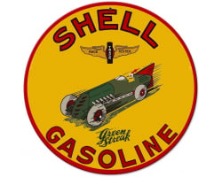 Shell Green Streak Metal Sign - 14" Round