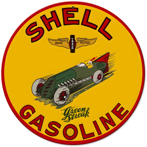 Shell Green Streak Metal Sign - 14" Round