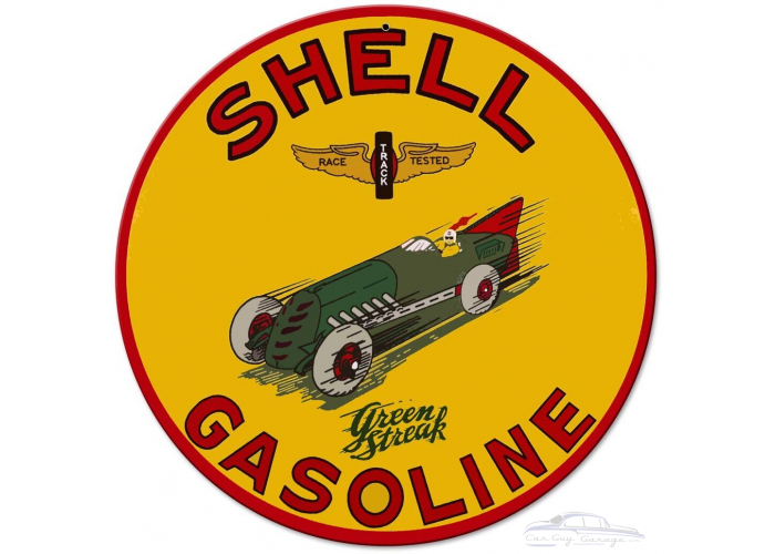 Shell Green Streak Metal Sign
