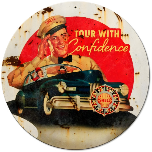 Shell Tour Metal Sign - 14" Round