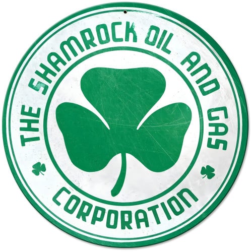 Shamrock Oil and Gas Metal Sign - 14" Round