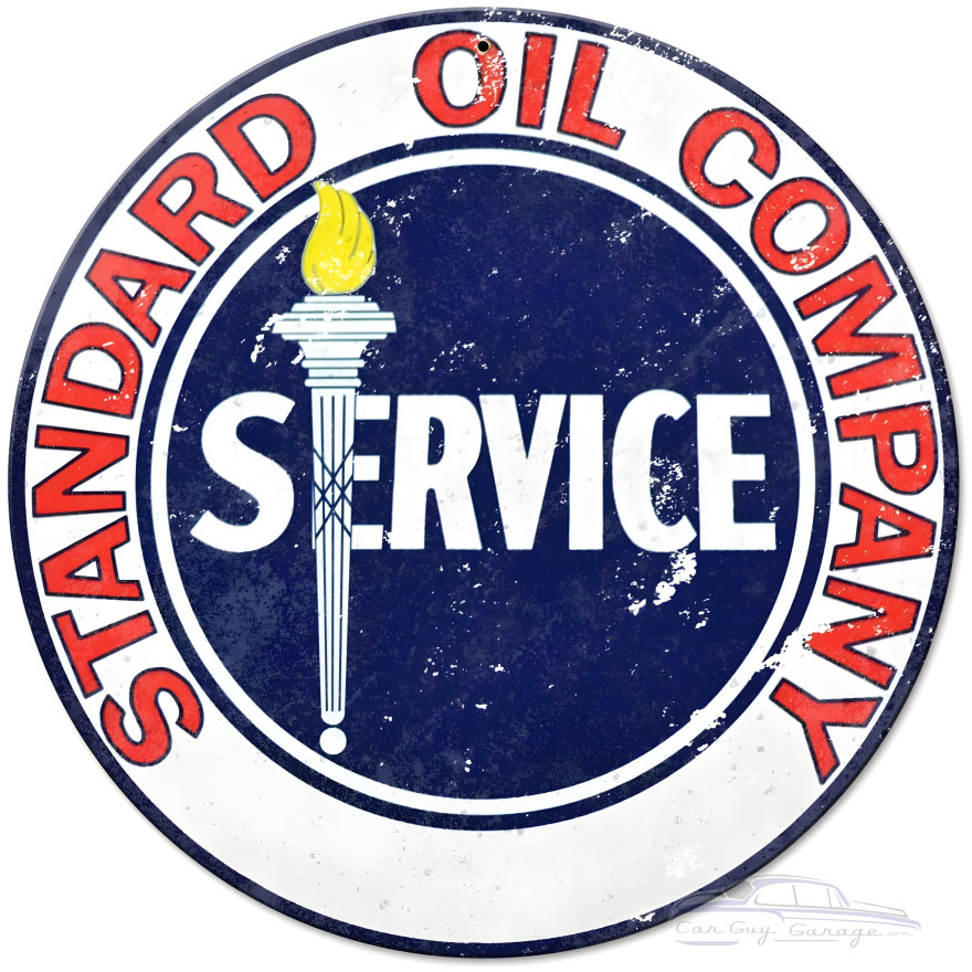 Standard Oil Service Round Metal Sign - 14" Round