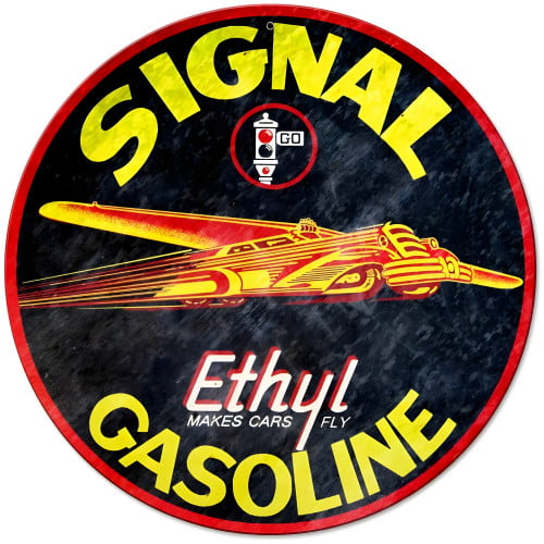 Signal Gas Round Metal Sign - 14" Round