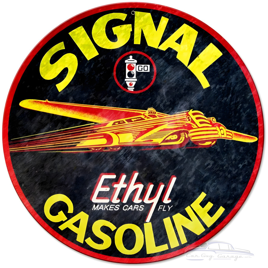 Signal Gas Round Metal Sign - 14" Round
