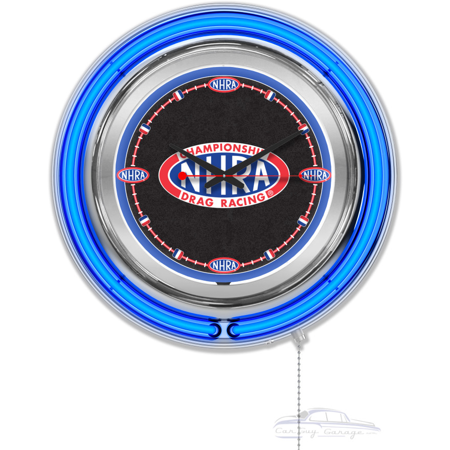NHRA Drag Racing Blue Neon Clock - 15" NHRA Drag Racing Blue Neon Clock - 15"