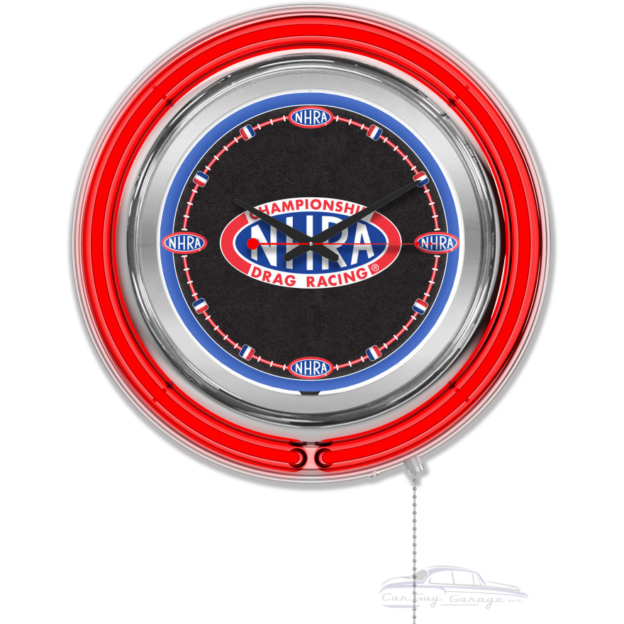 NHRA Drag Racing Red Neon Clock - 15" NHRA Drag Racing Red Neon Clock - 15"