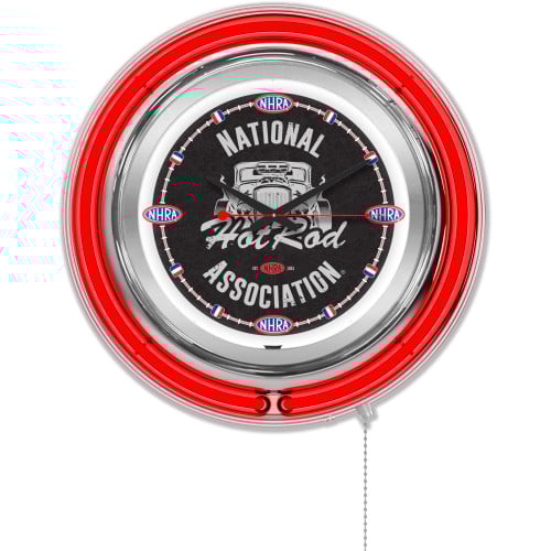 NHRA Drag Racing Hot Rod Red Neon Clock - 15"
