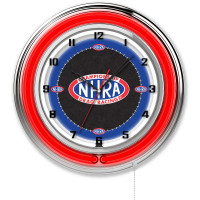NHRA Drag Racing Red Neon Clock - 19"