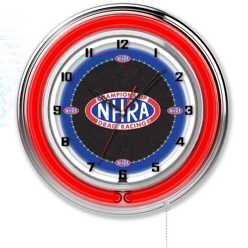 NHRA Drag Racing Red Neon Clock - 19"