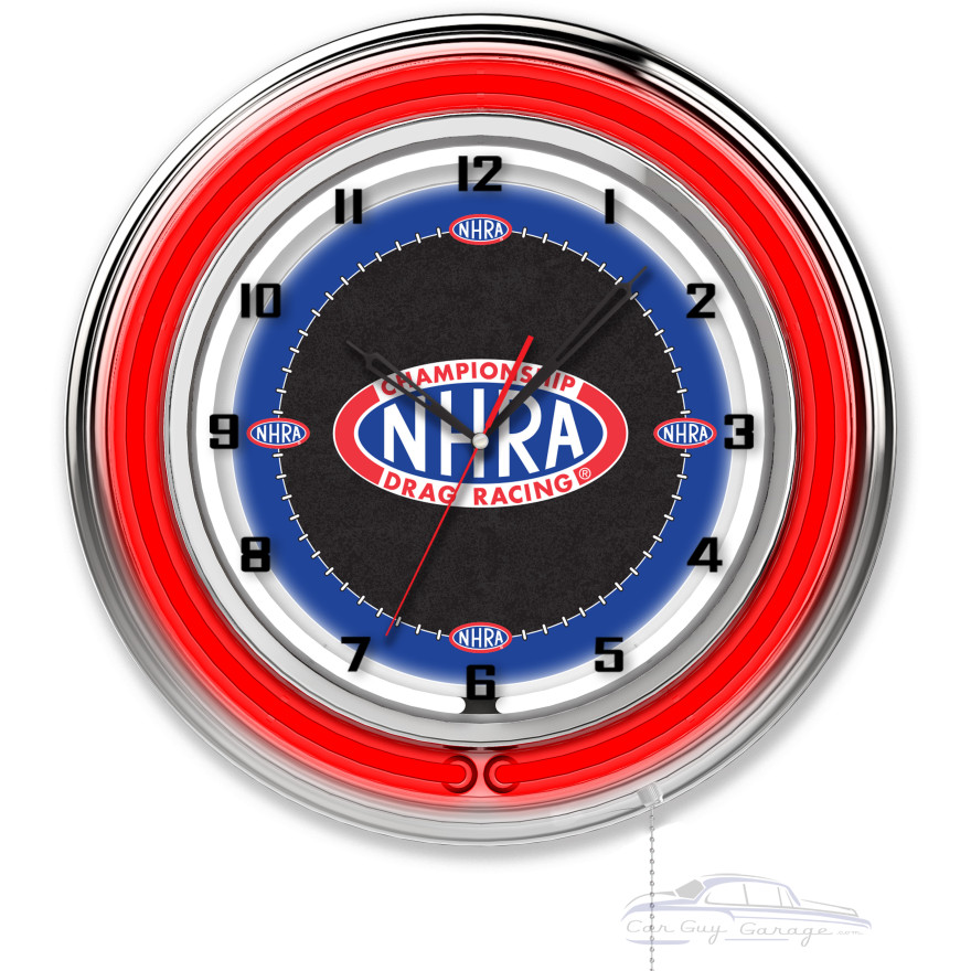 NHRA Drag Racing Red Neon Clock - 19" NHRA Drag Racing Red Neon Clock - 19"