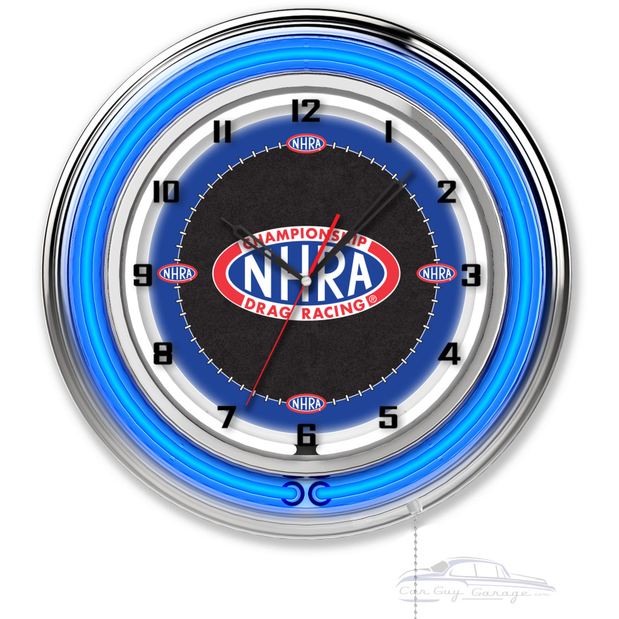 NHRA Drag Racing Blue Neon Clock - 19" NHRA Drag Racing Blue Neon Clock - 19"