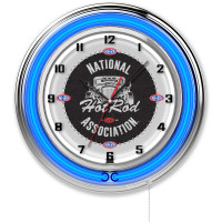 NHRA Drag Racing Hot Rod Blue Neon Clock - 19"