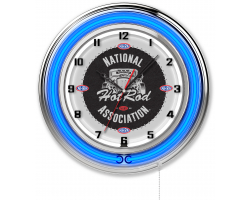 NHRA Drag Racing Hot Rod Blue Neon Clock - 19"