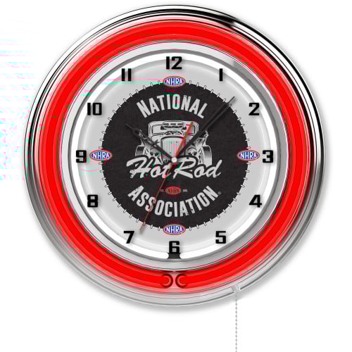 NHRA Drag Racing Hot Rod Red Neon Clock - 19"