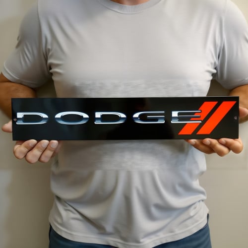 Dodge Garage Sign Red Double Slash Steel Wall Decor
