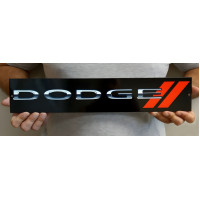 Dodge Red Double Slash Logo Steel Garage Wall Sign - 35 x 6.5 in