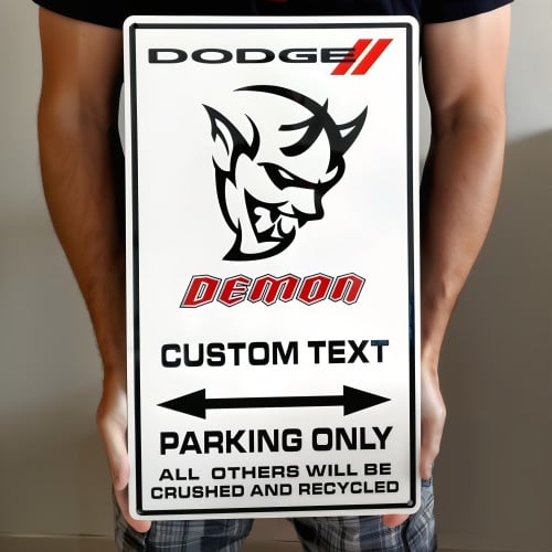 Personalized Dodge Demon Parking Only Steel Sign 20x12