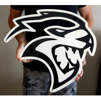 Dodge SRT Hellcat Logo 14-Gauge Steel Cutout Wall Sign - 29.5x28