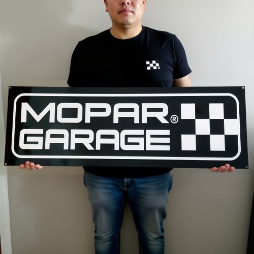 Mopar Garage Metal Sign - 14-Gauge Steel Checkered Flag