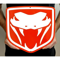 Dodge Viper Fangs Shield Steel Sign 30x28.5in, Red, Licensed