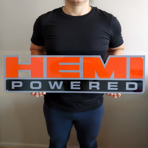 HEMI Powered Mopar Metal Sign 40 x 11 Steel Garage Decor