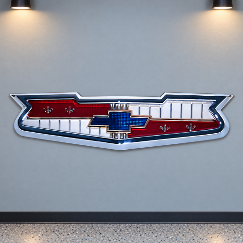 1957 Chevy Bel Air Hood Bar Emblem Metal Sign 50x13