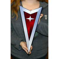 Pontiac Red Arrowhead Die-Cut Steel Sign 30x14 - GM Licensed