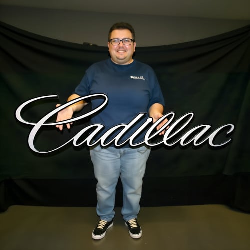Officially Licensed Cadillac Script Metal Cutout Sign 50 x 14