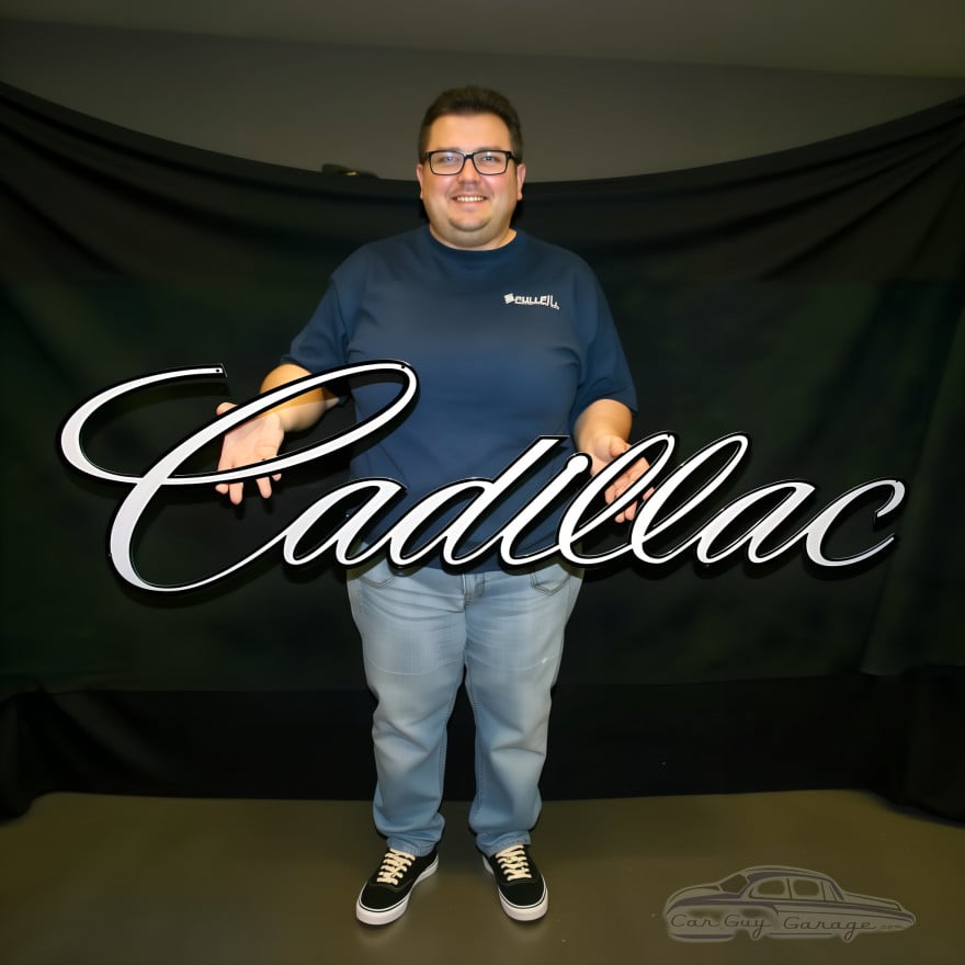 Officially Licensed Cadillac Script Metal Cutout Sign 50 x 14