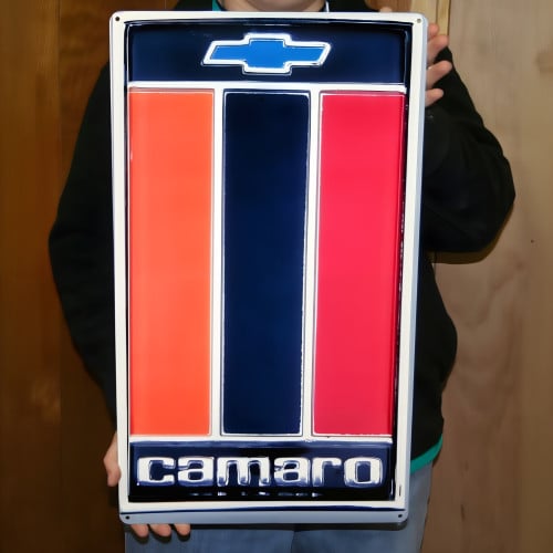 1975-1977 Camaro Tri-Color Hood Emblem Metal Sign 24x14