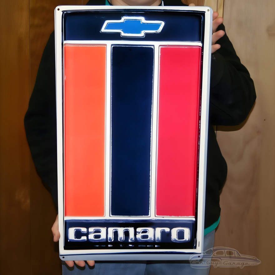 1975-1977 Camaro Tri-Color Hood Emblem Metal Sign 24x14
