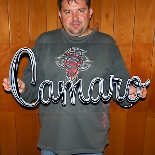 Camaro Script Metal Sign - Chevrolet Official 26 in Steel Wall Art