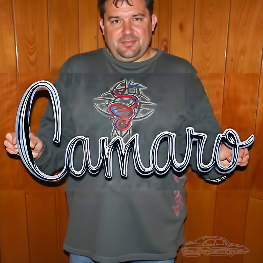 Camaro Script Metal Sign - Chevrolet Official 26 in Steel Wall Art